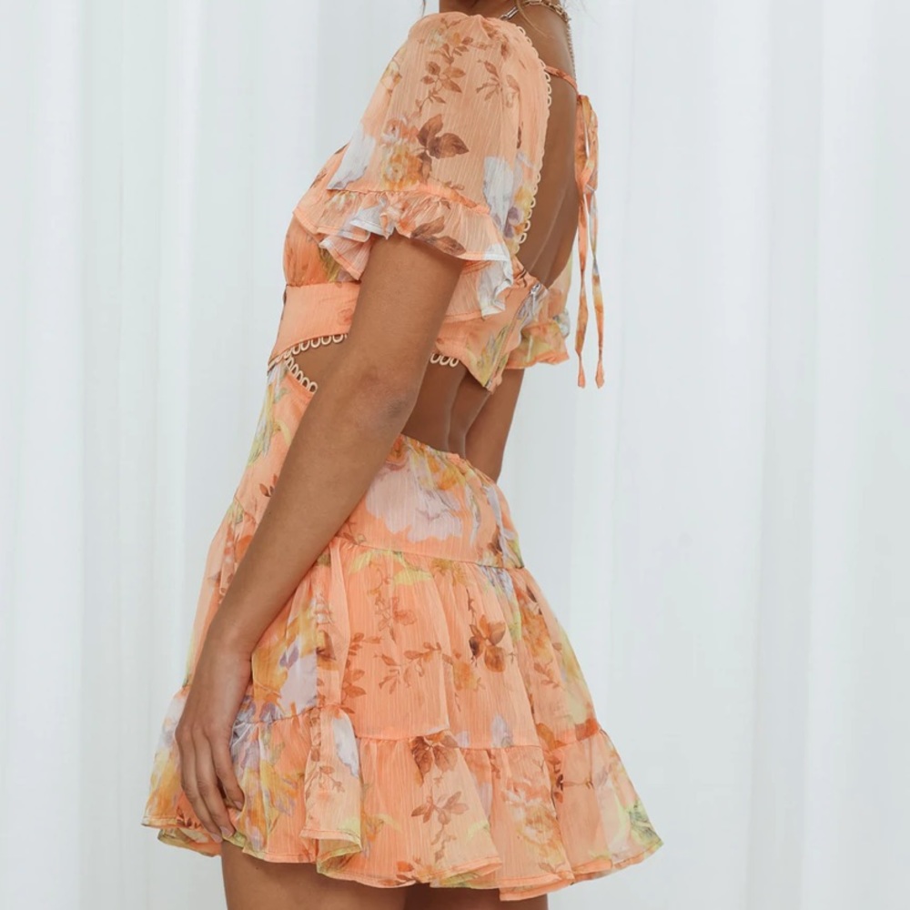 Orange floral backless dress - Picture 1 of 6